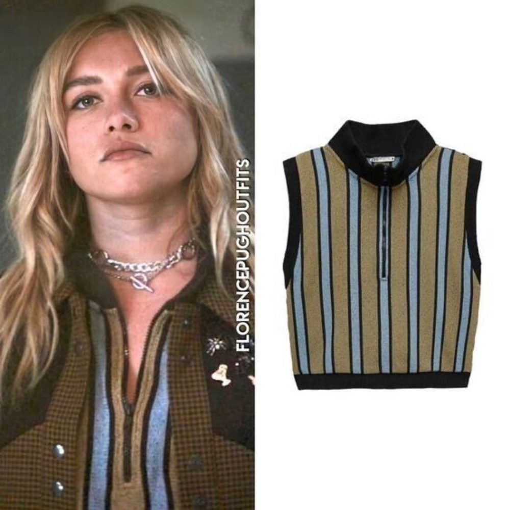 Zara striped half zip up sweater vest